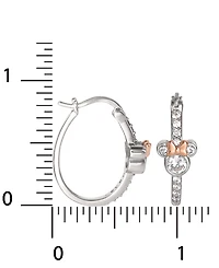 Minnie Mouse Cz Hoop Earrings in Sterling Silver and 18K Rose Gold Over Silver