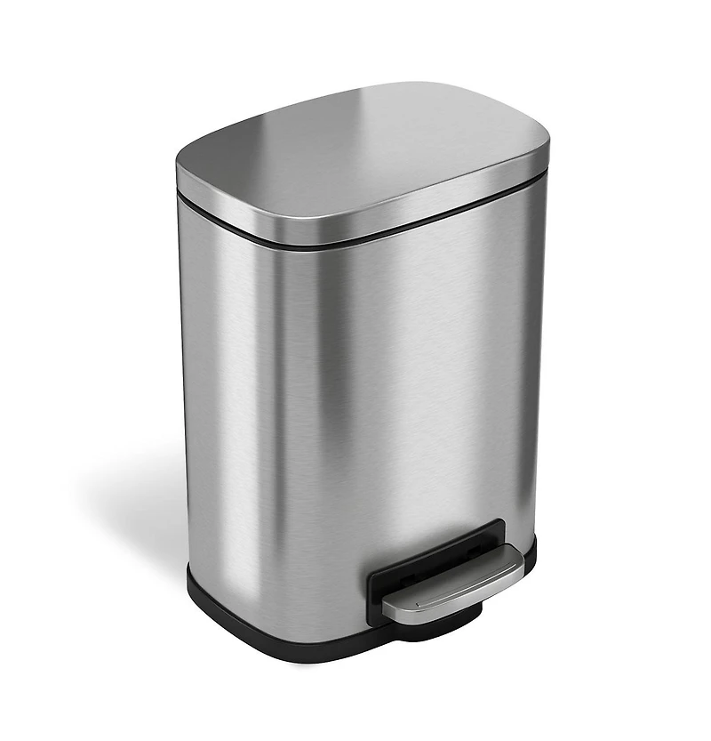 iTouchless 1.32 Gallon / 5 Liter Stainless Steel Soft Step Trash Can with Odor Filter