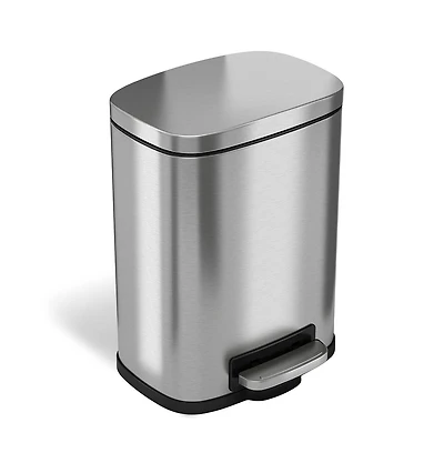 iTouchless 1.32 Gallon / 5 Liter Stainless Steel Soft Step Trash Can with Odor Filter
