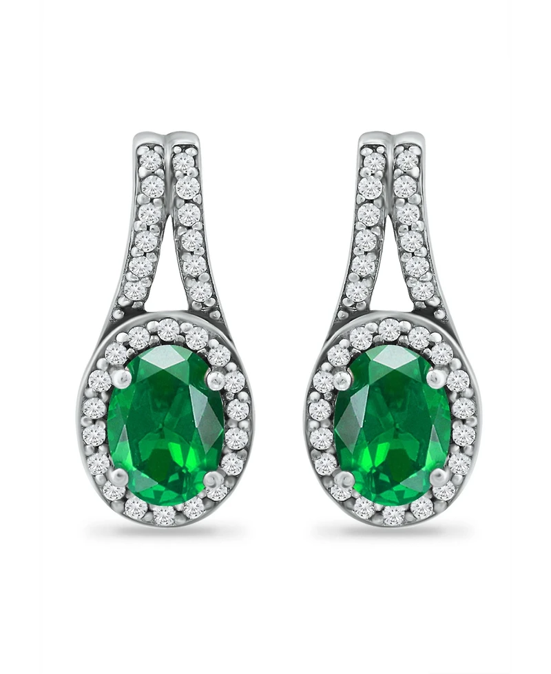 Giani Bernini Created Green Quartz and Cubic Zirconia Halo Earrings