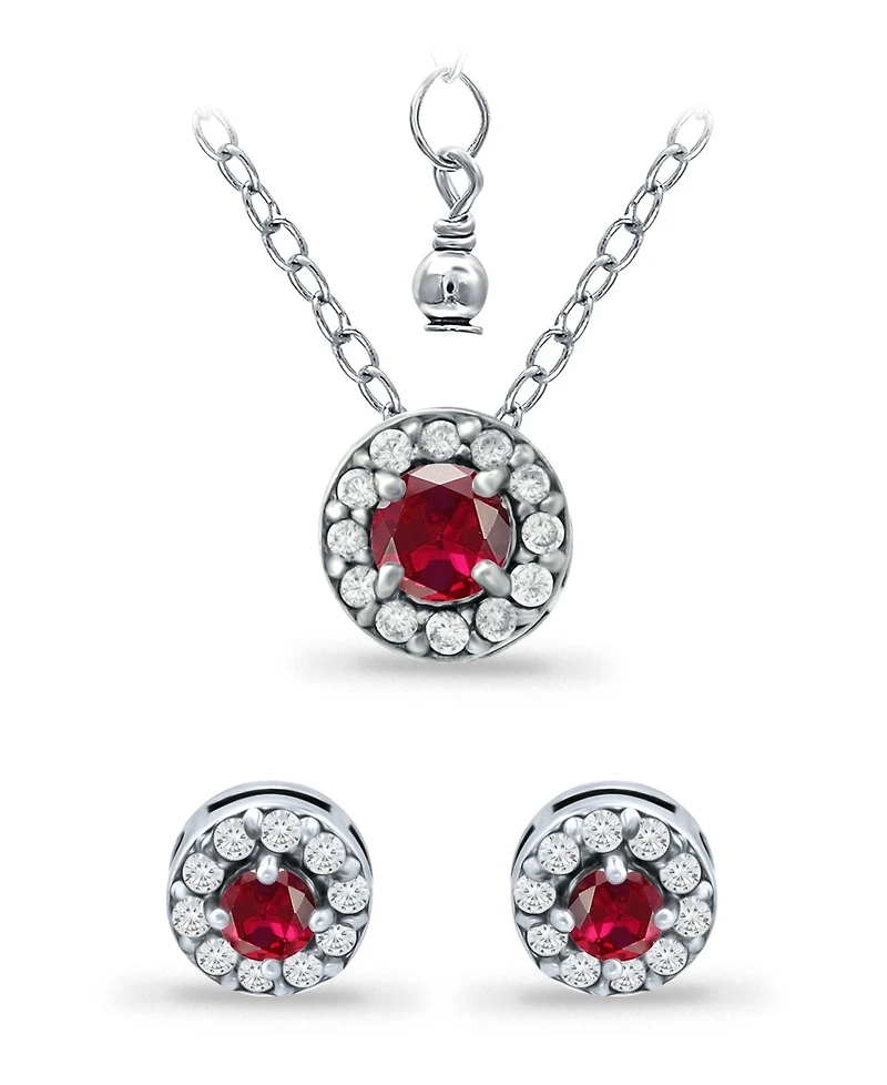 Giani Bernini Created Ruby and Cubic Zirconia Halo Pendant Earring Set, 3 Piece