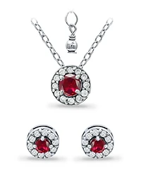 Giani Bernini Created Ruby and Cubic Zirconia Halo Pendant Earring Set, 3 Piece