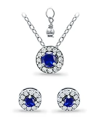 Giani Bernini Created Ruby and Cubic Zirconia Halo Pendant Earring Set, 3 Piece