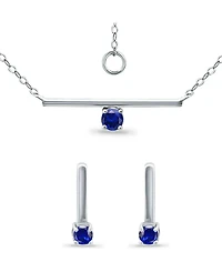 Giani Bernini Simulated Blue Sapphire Bar Pendant and Earring Set, 3 Piece