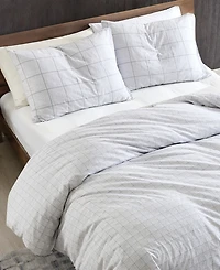 Closeout! Kenneth Cole New York Holden Grid 3 Piece Duvet Cover Set
