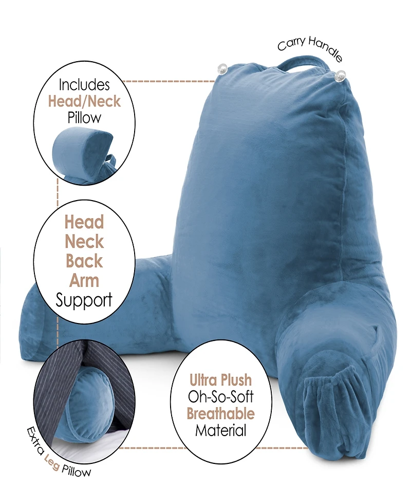 Nestl Soft Velour Cover Reading Backrest Pillow Set, Extra Large