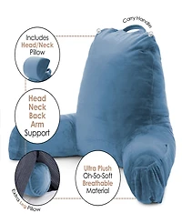 Nestl Soft Velour Cover Reading Backrest Pillow Set, Extra Large