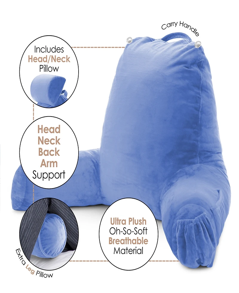 Nestl Soft Velour Cover Reading Backrest Pillow Set, Extra Large