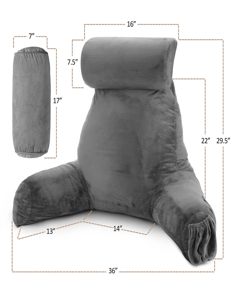 Nestl Soft Velour Cover Reading Backrest Pillow Set, Extra Large