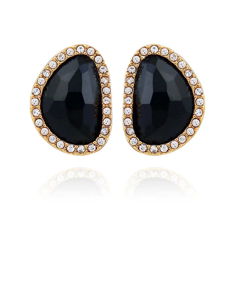 T Tahari Women's Jet Button Stud Earring