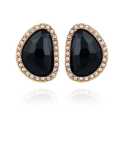 T Tahari Women's Jet Button Stud Earring