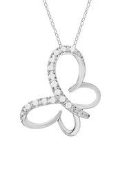 Diamond Butterfly Pendant Necklace (1/10 ct. t.w.) In Sterling Silver
