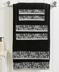 Superior Wisteria Floral Embroidered Jacquard Border Cotton 6 Piece Bath Towel Set