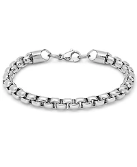 Steeltime Men's Stainless Steel Thick Round Box Link Bracelet