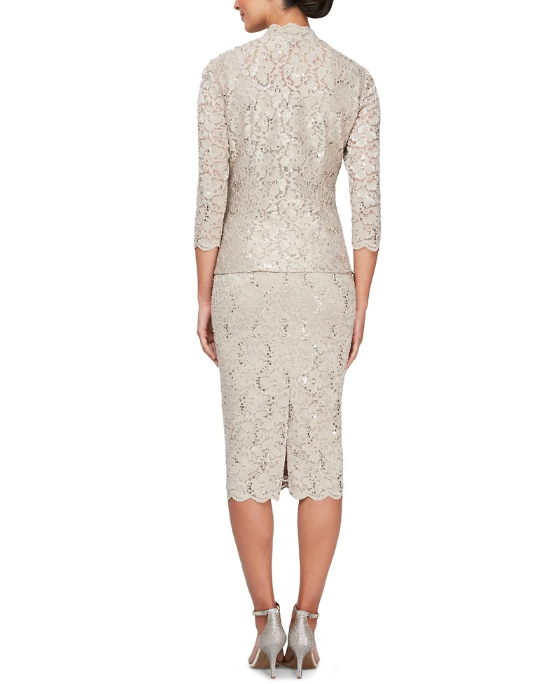 Sl Fashions 2-Pc. Lace Jacket & Midi Dress Set