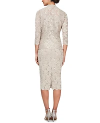 Sl Fashions 2-Pc. Lace Jacket & Midi Dress Set