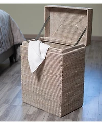 Artifacts Rattan Rectangular Hamper with Hinged Lid and Cloth Liner