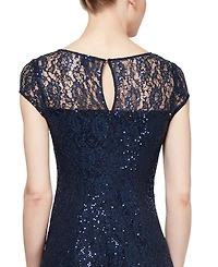 Sl Fashions Sequined Lace Midi Dress