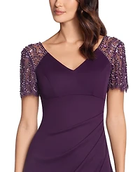 Xscape Beaded-Sleeve Gown