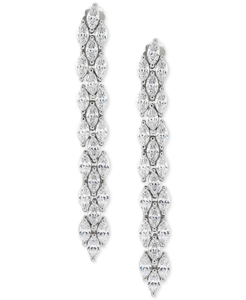 Arabella Cubic Zirconia Linear Drop Earrings in Sterling Silver