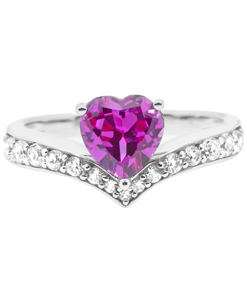 Women's Heart 'I Love You' Message Chevron Ring in Sterling Silver