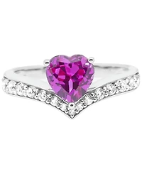 Women's Heart 'I Love You' Message Chevron Ring in Sterling Silver