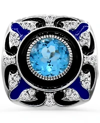 Women's Blue Topaz (2 1/4 ct.t.w.) and Enamel Ring in Sterling Silver