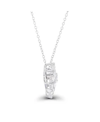 Cubic Zirconia Scattered Cluster Heart 18" Pendant Necklace Sterling Silver (Also 14k Gold Over or14k Rose Silver)