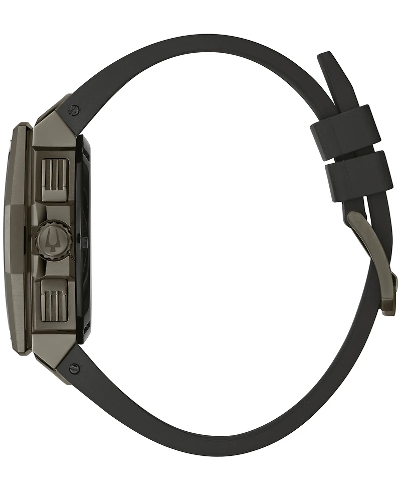 Bulova Men's Precisionist X Black Epdm Rubber Strap Watch 44.5mm
