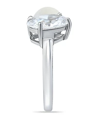 Cubic Zirconia and Imitation Pearl Stone Ring Silver Plate, Created for Macy's