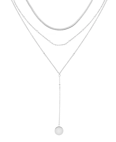 And Now This Triple Chain 15" Layered Y-Necklace in Silver Plate