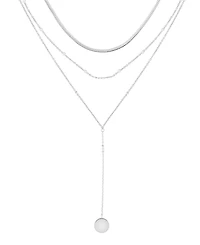 And Now This Triple Chain 15" Layered Y-Necklace in Silver Plate