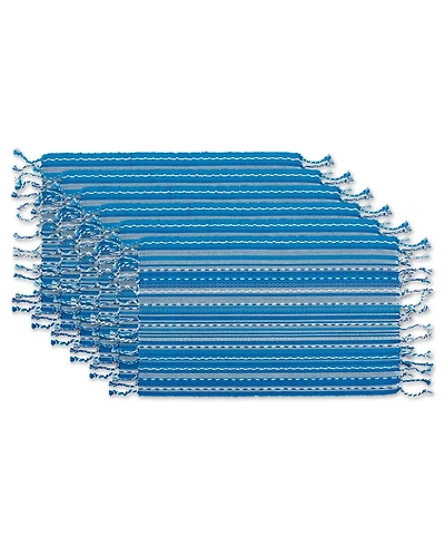 Design Imports Stripe with Fringe Placemat, Set of 6