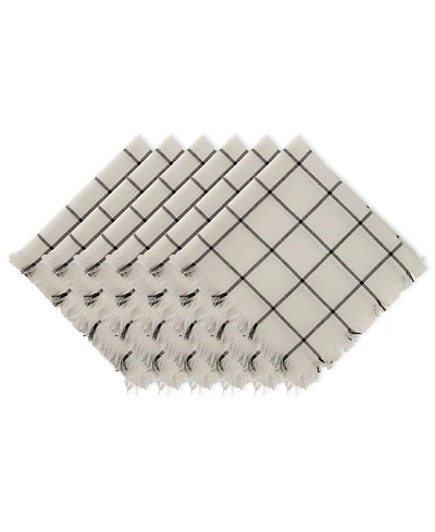 Design Imports Check Fringed Napkin, Set of 6