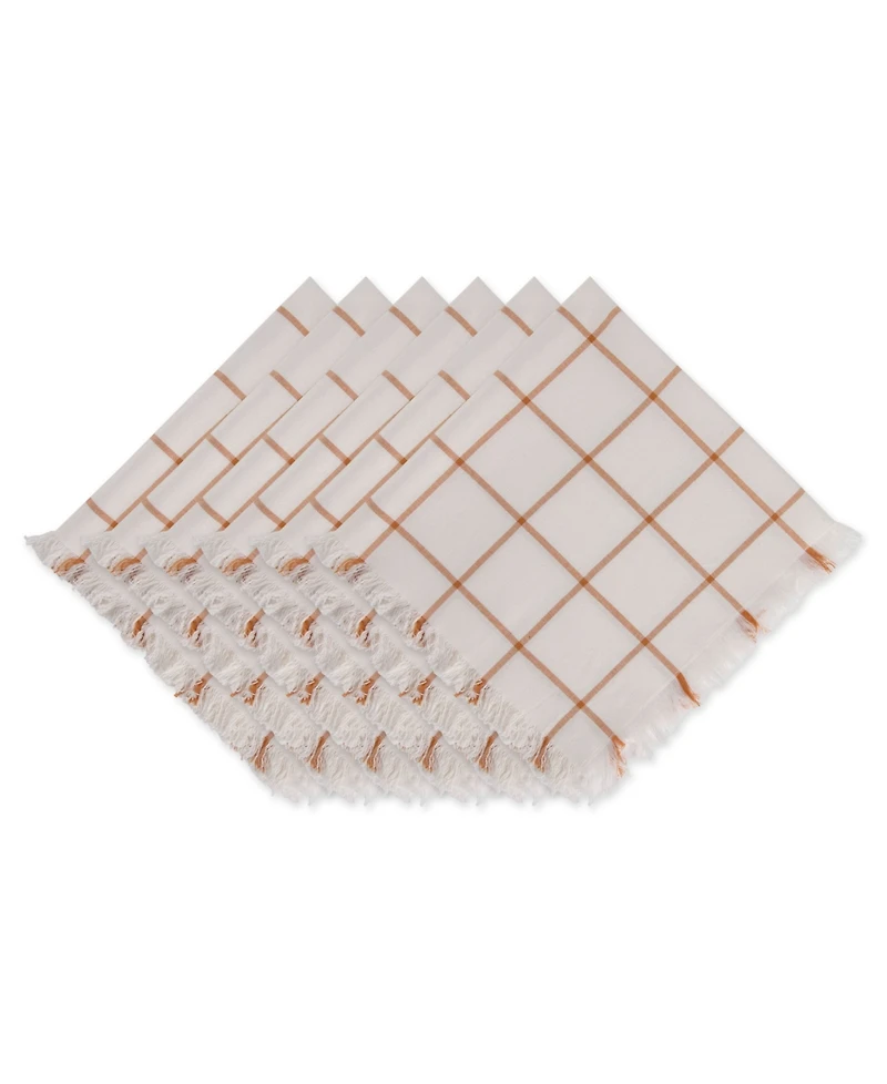 Design Imports Check Fringed Napkin, Set of 6