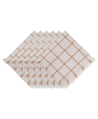 Design Imports Check Fringed Napkin, Set of 6