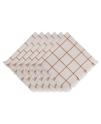 Design Imports Check Fringed Napkin, Set of 6