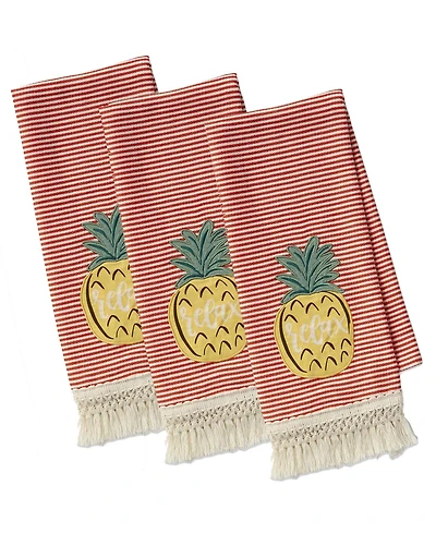 Design Imports Island Tropics Pineapple Embellished Dishtowels, Set of 3