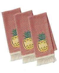Design Imports Island Tropics Pineapple Embellished Dishtowels, Set of 3
