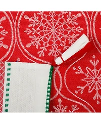Design Imports Joyful Snowflakes Jacquard Collection for Everyday Use, Holidays and Dinner Parties, Table Runner, 14" x 108"