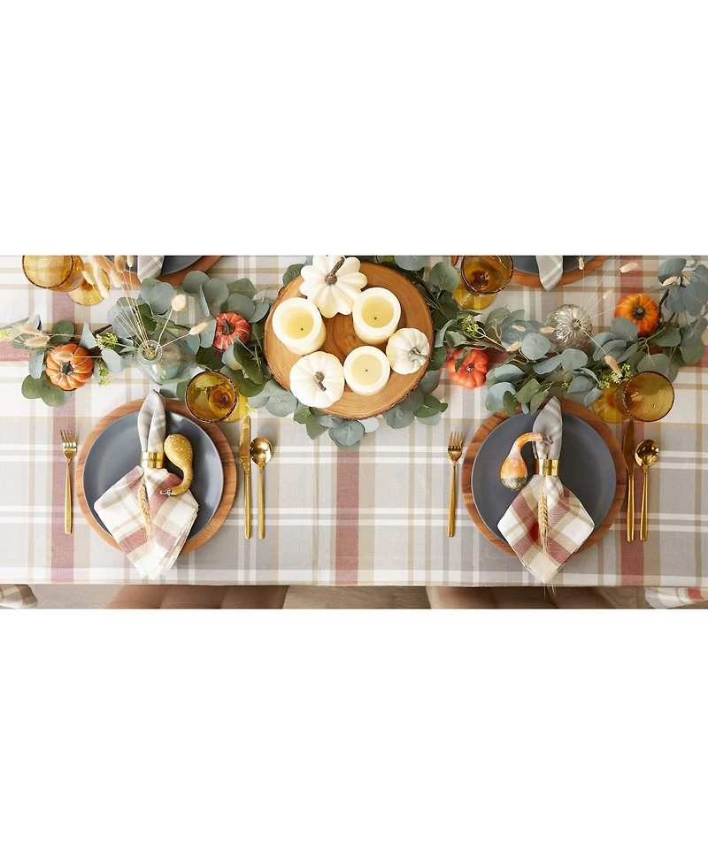 Design Imports Thanksgiving Cozy Picnic, Plaid Tablecloth, 52" x 52"