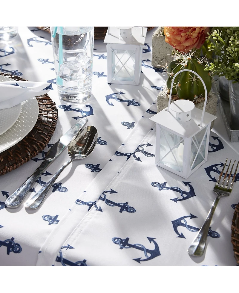 Design Imports Anchors Print Outdoor Tablecloth with Zipper