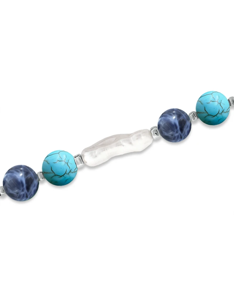 Genuine Stone Bead Biwa Pearl Stretch Bracelet