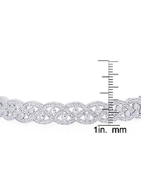 Diamond Accent Braided Twist Bangle in Silver Plate