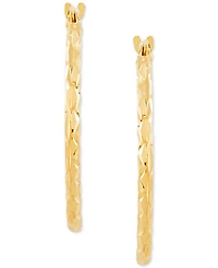 Textured Oval Hoop Earrings in 10k Gold, 1"