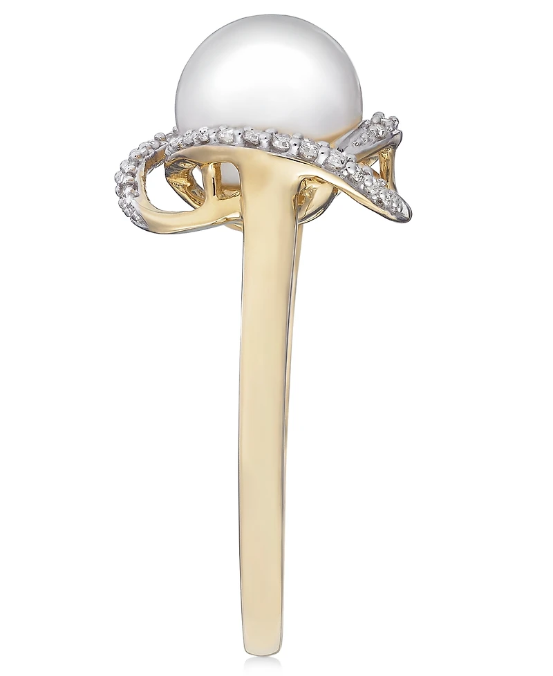 Honora Cultured Freshwater Pearl (8mm) & Diamond (1/8 ct. t.w.) Ring in 14k Gold