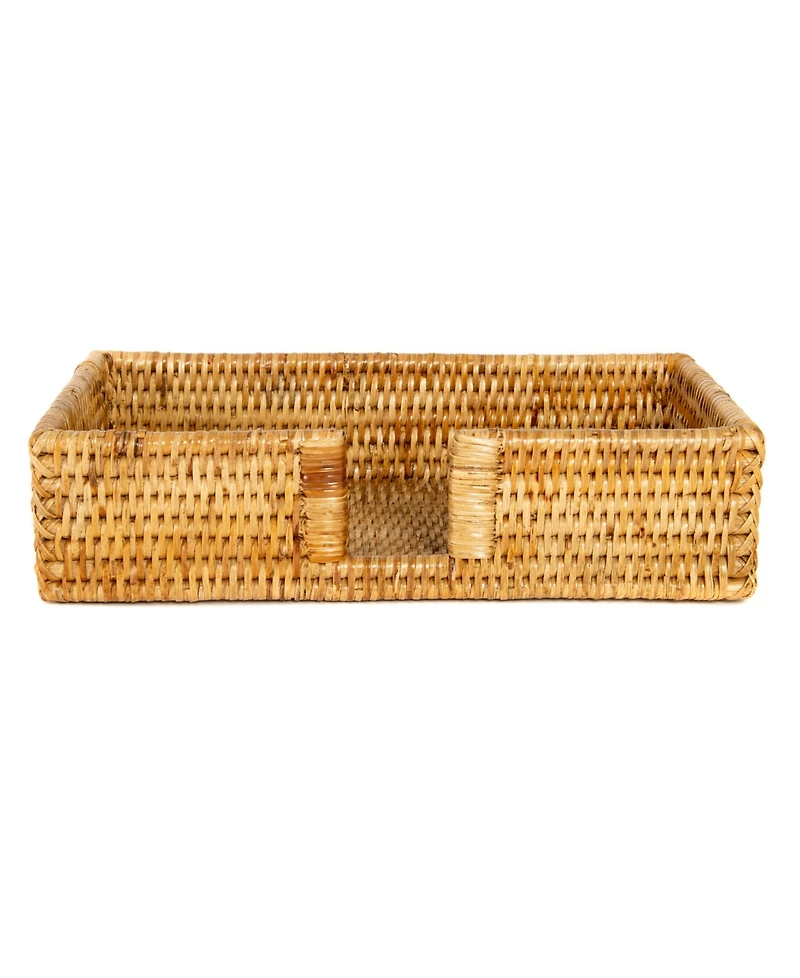 Artifacts Trading Company Rattan Guest Towel - Rectangular Napkin Holder with Cutout