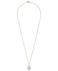 Wrapped Diamond Hamsa Hand 18" Pendant Necklace (1/10 ct. t.w.) in 10k Yellow or White Gold, Created for Macy's
