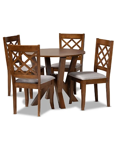 Zoe Modern and Contemporary Fabric Upholstered 5 Piece Dining Set
