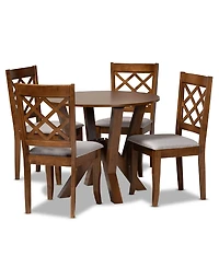 Zoe Modern and Contemporary Fabric Upholstered 5 Piece Dining Set